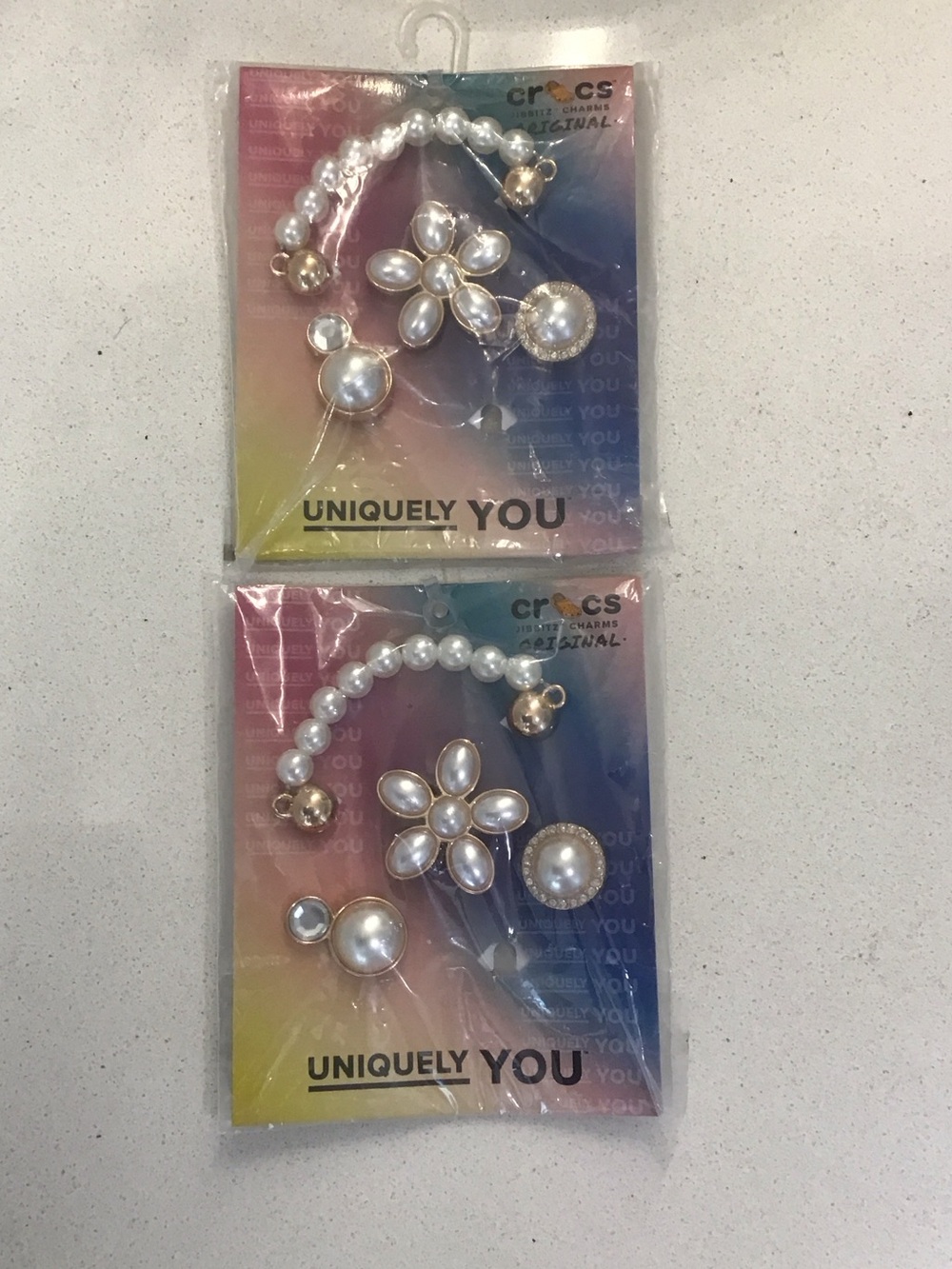 CROCS Pearl Jewelry Jibbitz Shoe Charms - White & Gold *BUNDLE SELL